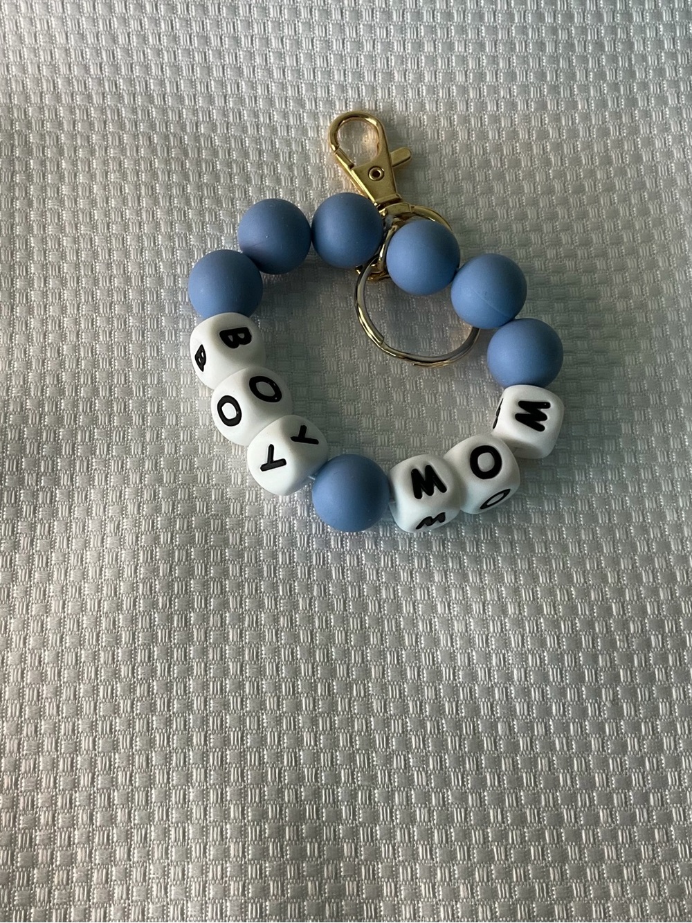 Blue Beaded 'Boy Mom' Keyring Bracelet - Kids Accessories